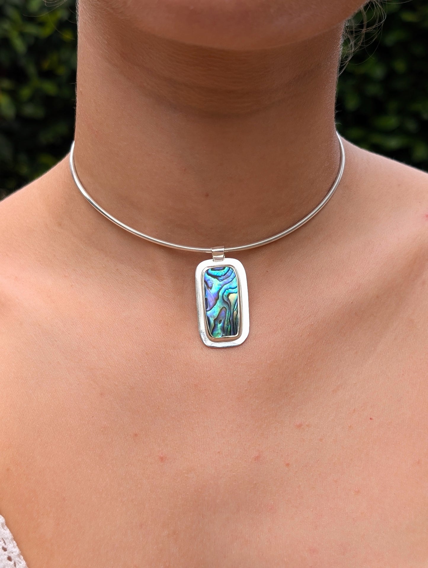 Pendentif nacre abalone rectangulaire