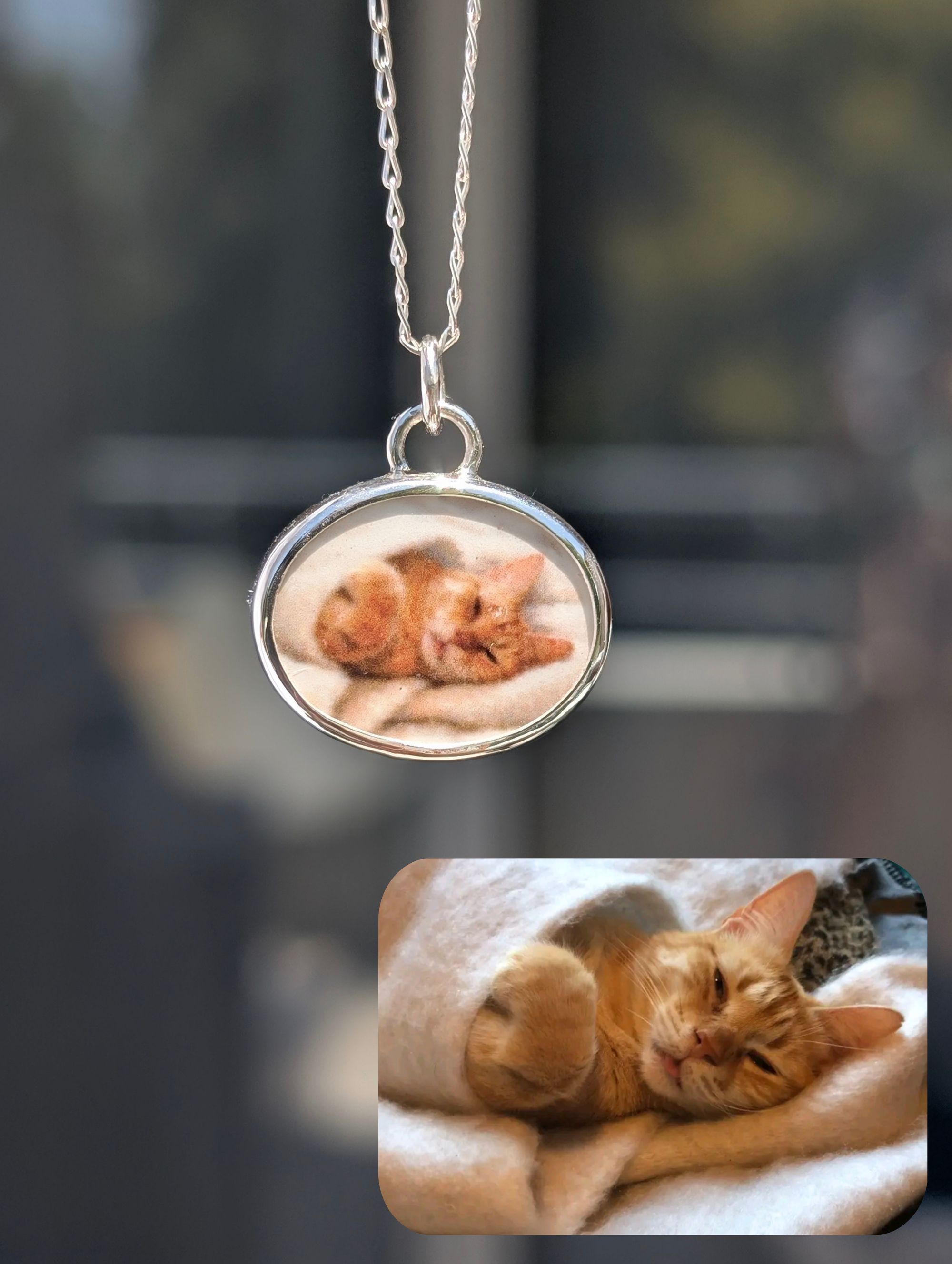 pendentif souvenir mémoriel chat avec cendres et poils