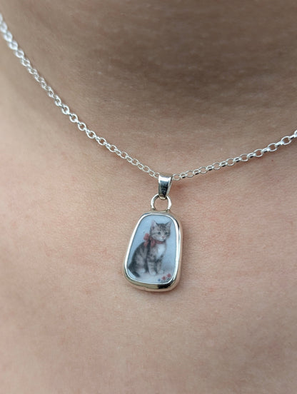 Collier chat noeud rouge