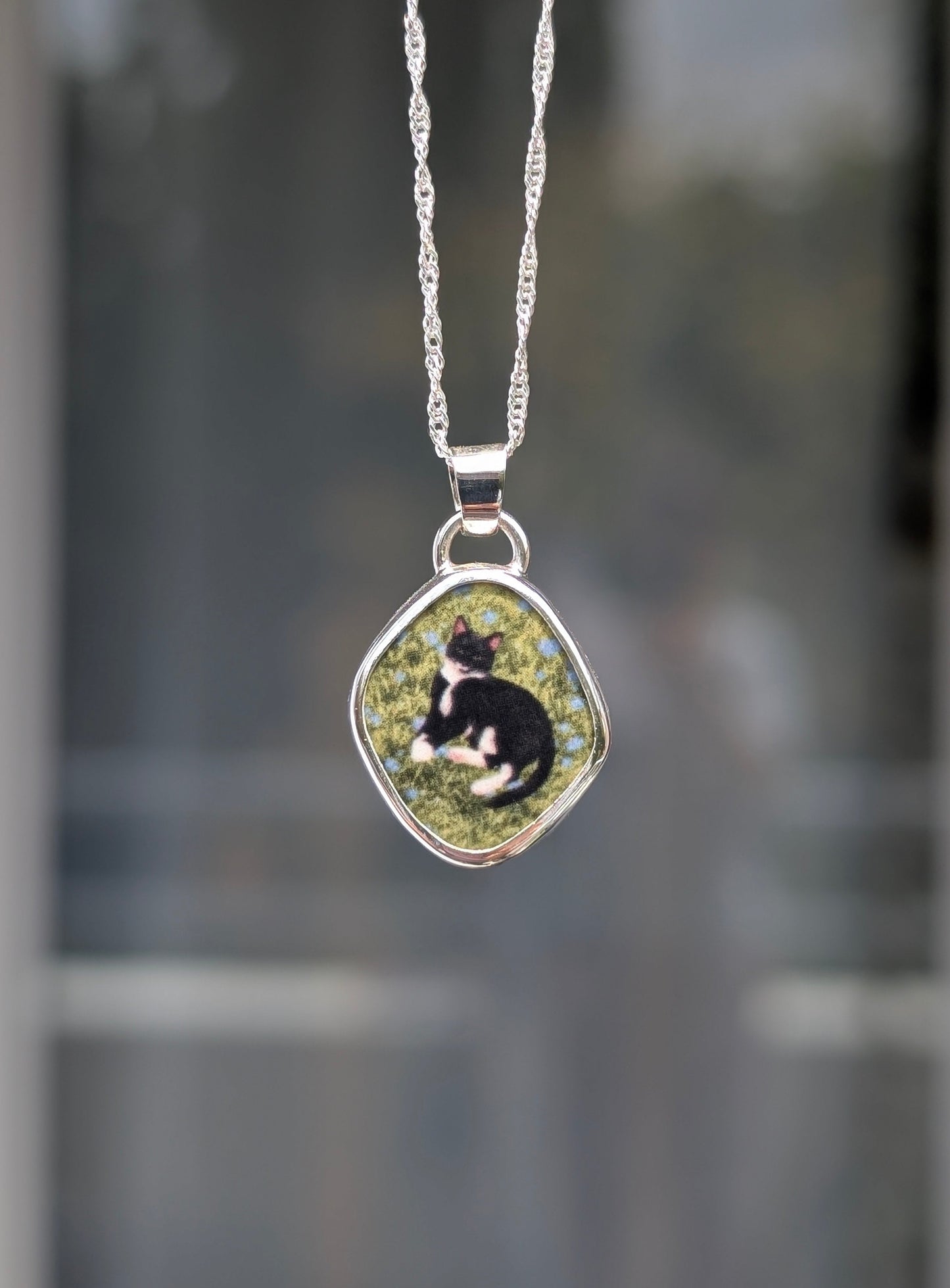 Collier argent souvenir/mémoriel chat