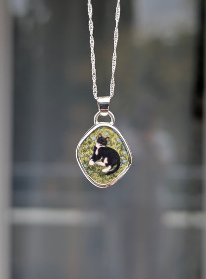 Collier argent souvenir/mémoriel chat