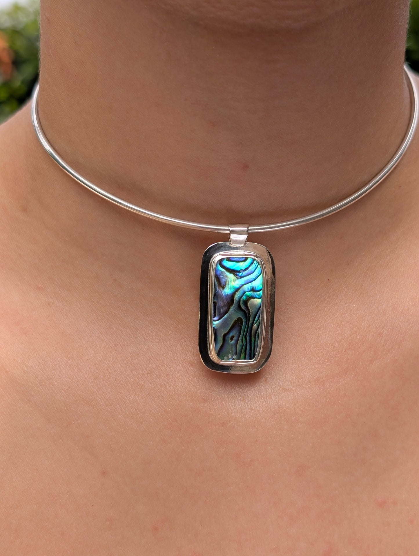 Pendentif nacre abalone rectangulaire
