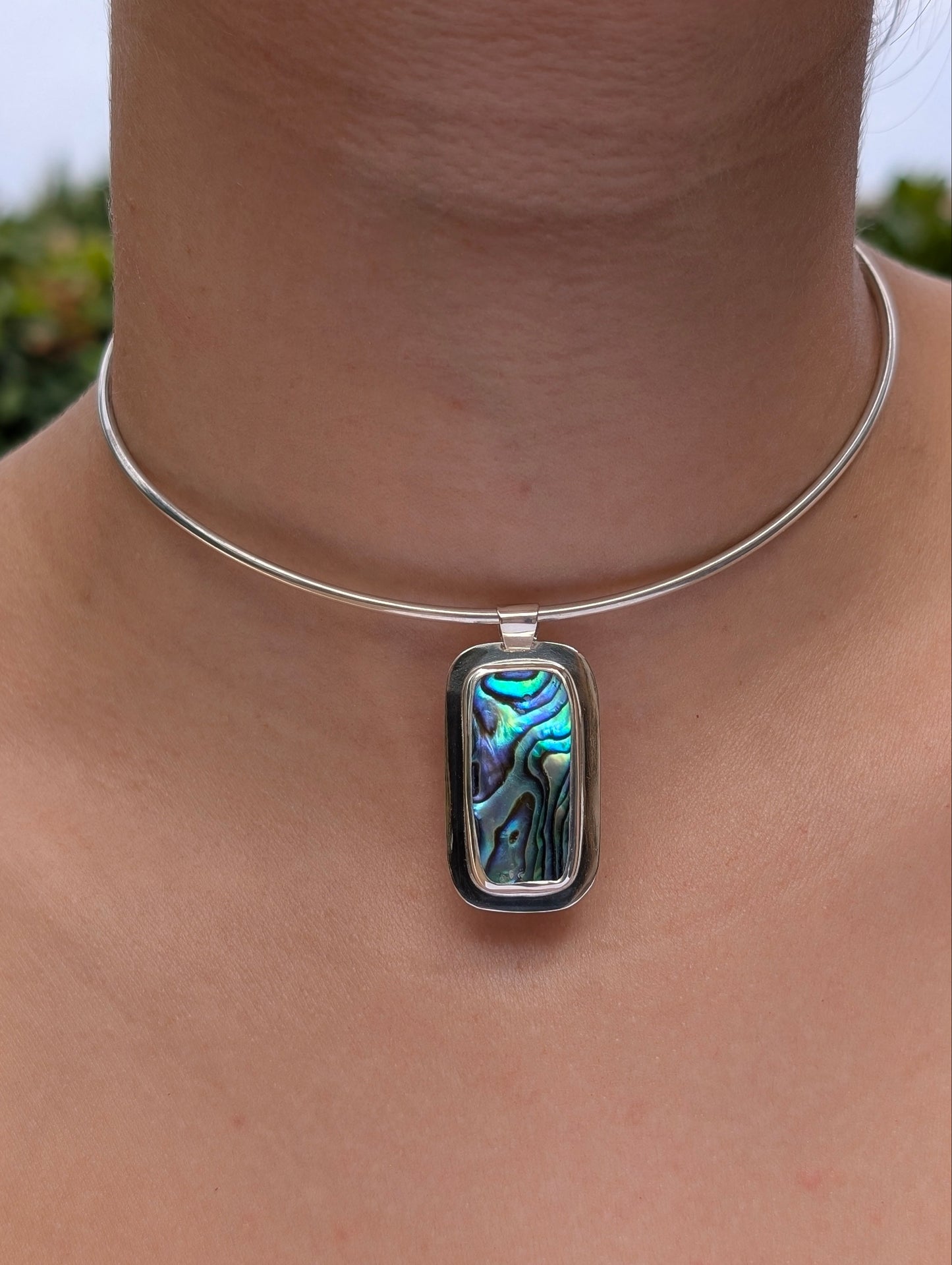 Pendentif nacre abalone rectangulaire