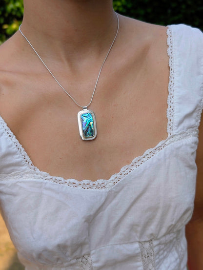 Pendentif nacre abalone rectangulaire