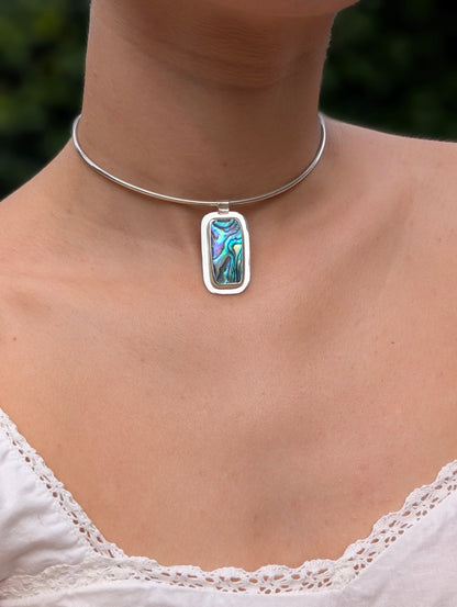Pendentif nacre abalone rectangulaire